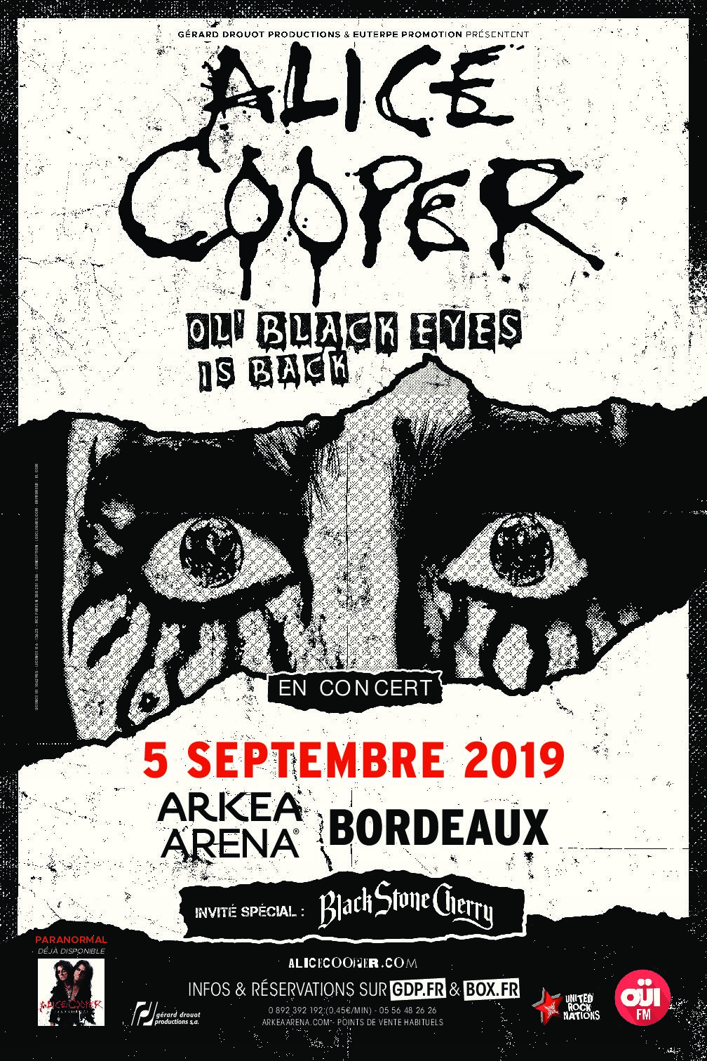 ALICE COOPER + Black Stone Cherry @ l’Arkea Arena (Bordeaux)